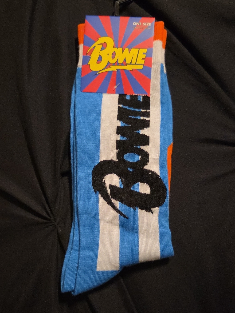 Bowie Blue & White Stripe Crew Socks